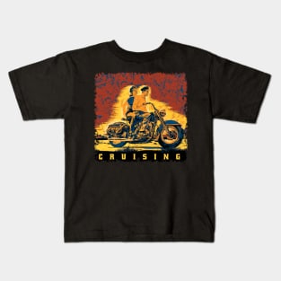 Cruising vintage motorcycle Kids T-Shirt